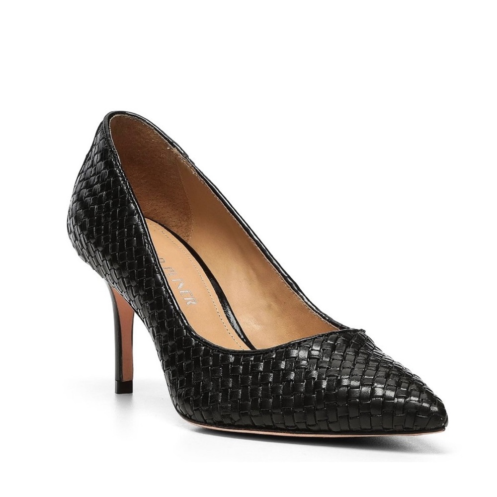 Donald Pliner Yvetta Woven Leather Pointed-Toe Pump with 3” Heel - Picture 2 of 9